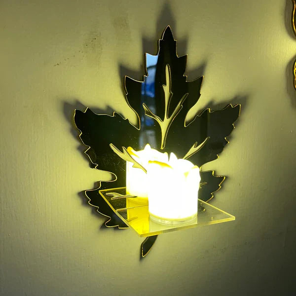 Golden Leaves Acrylic Decor | DIY Mini Shelves Wall