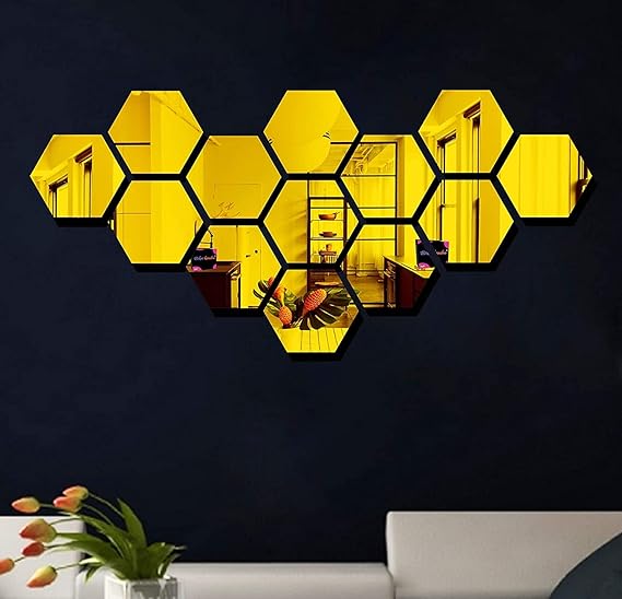 Hexagon 3D  Acrylic mirror | Mirror Decoration | Office & Home Wall Mirror