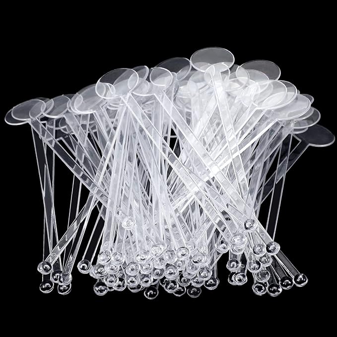 240pcs Disposable Plastic Stirring Sticks – Transparent Disc Top Coffee & Beverage Mixing Rods