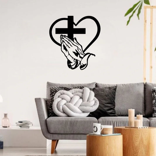 Jesus Cross, Praying Hand With Heart - Christmas & Baptism - For Church or Home
