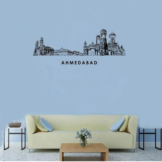 Ahemdabad, India - Skyline Acrylic Wall Art - Home Decal - Indian National Day