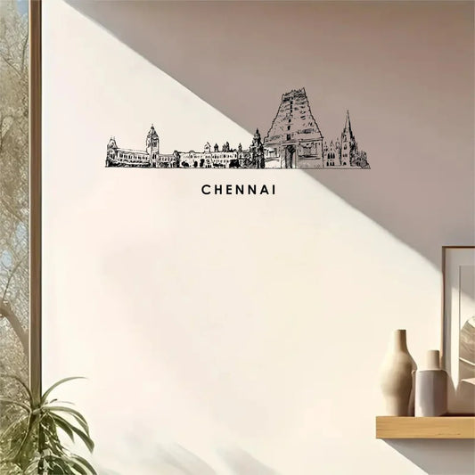 Chennai, India - Skyline Acrylic Wall Art - Home Decal - Indian National Day