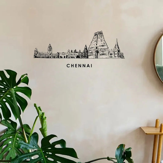 Chennai, India - Skyline Acrylic Wall Art - Home Decal - Indian National Day