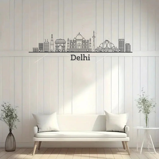 Dehli, India - Skyline Acrylic Wall Art - Home Decal - Indian National Day