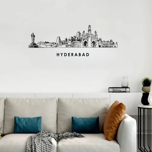 Hyderabad, India - Skyline Acrylic Wall Art - Home Decal - Indian National Day