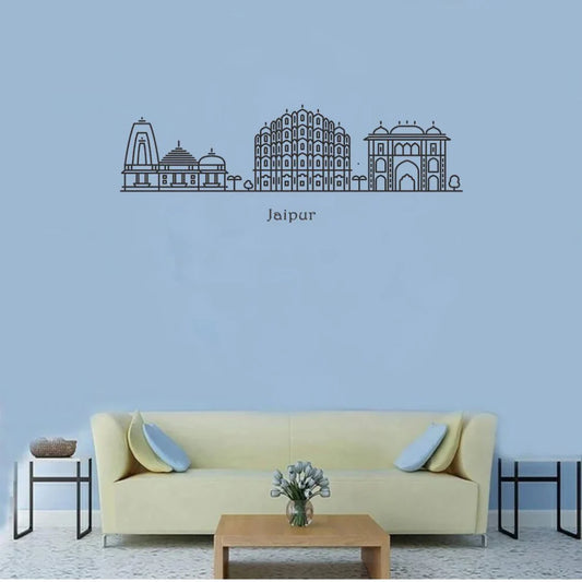 Jaipur, India - Skyline Acrylic Wall Art - Home Decal - Indian National Day