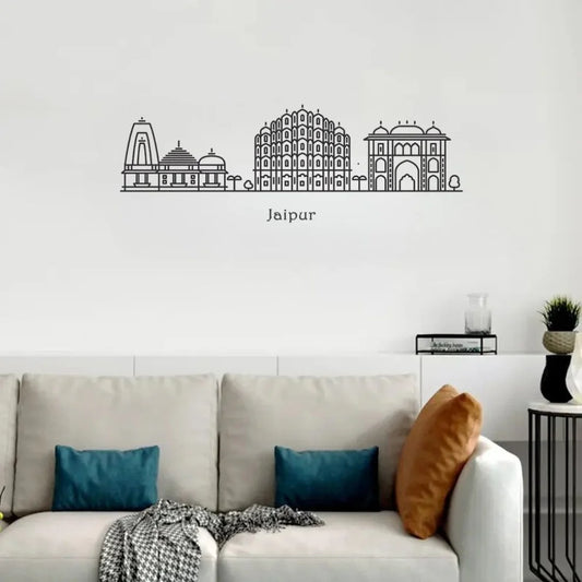 Jaipur, India - Skyline Acrylic Wall Art - Home Decal - Indian National Day