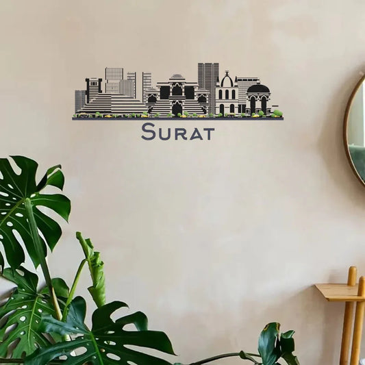 Surat, India - Skyline Acrylic Wall Art - Home Decal - Indian National Day