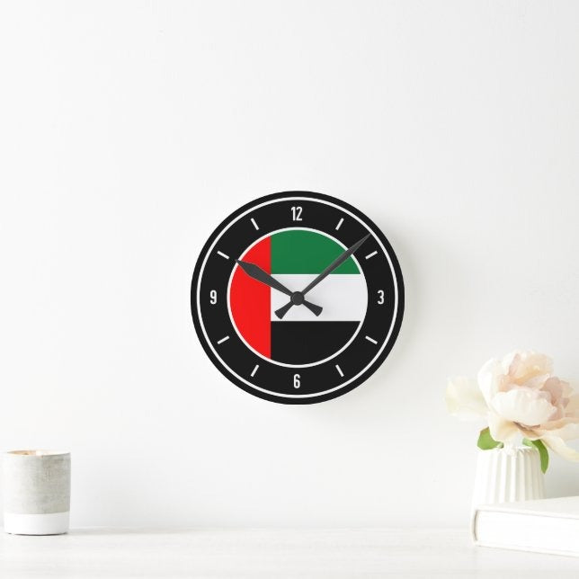 UAE Flag Round Wall Clock | National Day Wall Decor | UAE Home & Office Decoration | Patriotic Gift Idea