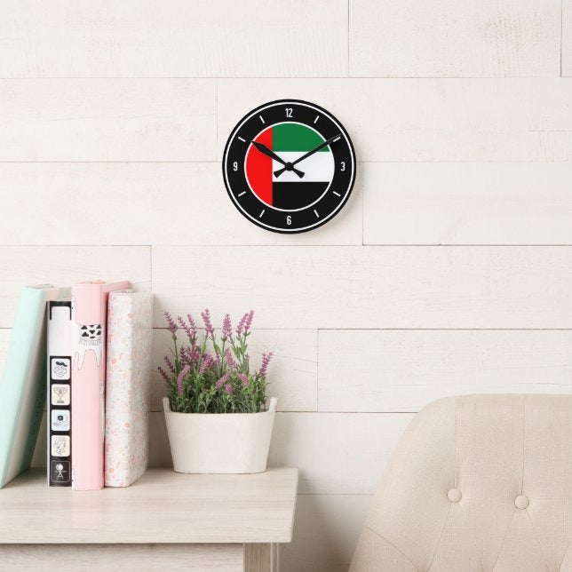 UAE Flag Round Wall Clock | National Day Wall Decor | UAE Home & Office Decoration | Patriotic Gift Idea