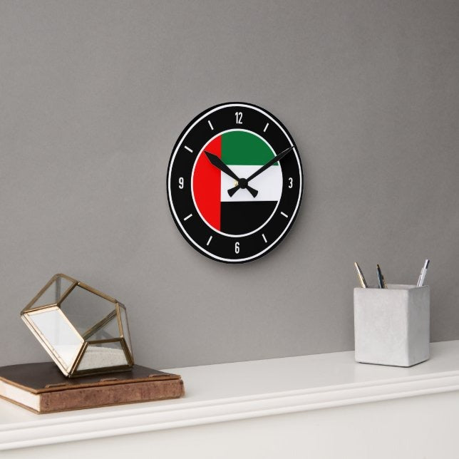 UAE Flag Round Wall Clock | National Day Wall Decor | UAE Home & Office Decoration | Patriotic Gift Idea