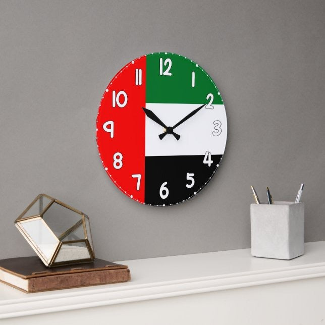 UAE Flag Wall Clock | National Day Wall Decor | UAE Home & Office Decoration | Patriotic Gift Idea