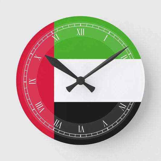 UAE Flag Round Wall Clock | National Day Wall Decor | UAE Home & Office Decoration | Patriotic Gift Idea