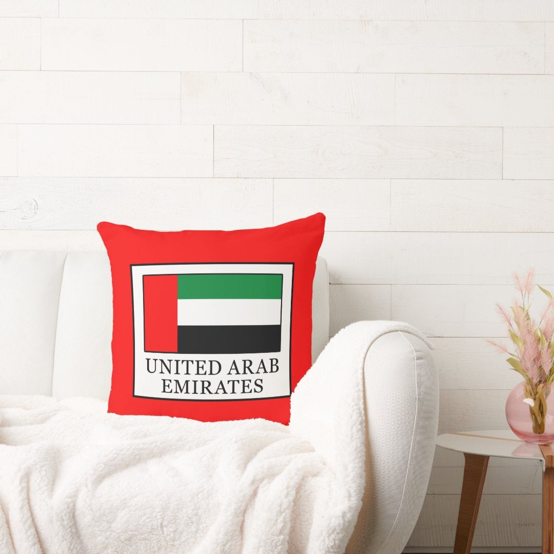 Red UAE Flag Pillow | National Day Cushion | UAE Home & Office Decor
