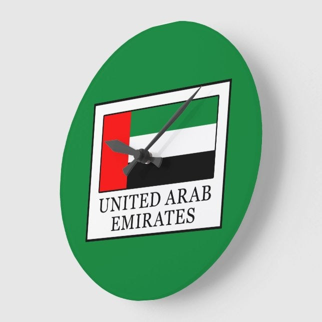 UAE Flag Round Red & Green Background Wall Clock | National Day Wall Decor | UAE Home & Office Decoration | Patriotic Gift Idea