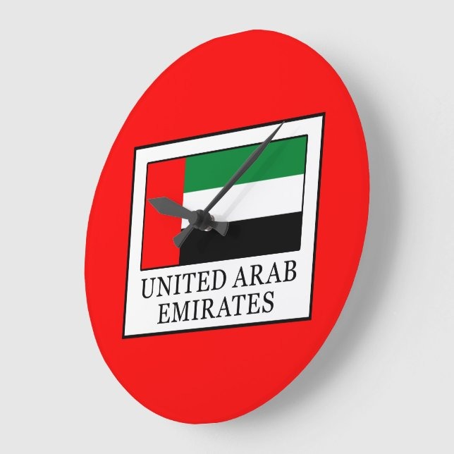 UAE Flag Round Red & Green Background Wall Clock | National Day Wall Decor | UAE Home & Office Decoration | Patriotic Gift Idea