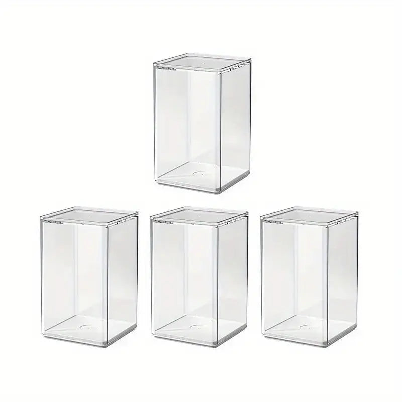 6pcs Clear Acrylic Display Boxes with Lids - Transparent Organizer Cases for Dolls, Figurines, Collectibles - Stackable Storage Boxes with Open Front, Dustproof Protection - Ideal for Home, Office, Store, or