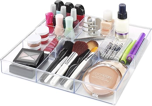 6-Section Clear Acrylic Drawer Organizer – Multipurpose Storage Divider for Home, Office & Vanity