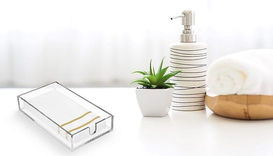 Clear Acrylic Guest Towel & Napkin Holder – Modern Paper Towel Tray for Bathroom, Kitchen & Dining