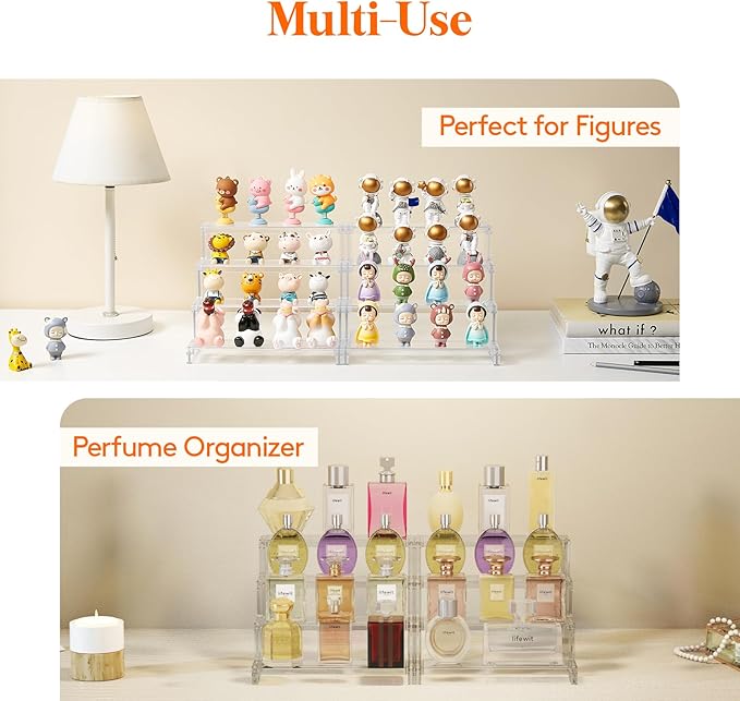 Lifewit 4 Tier Clear Display Stand, Pack of 1 Plastic Display Stands, Plastic Organizers for Figures, Cupcake, Perfume, Dessert, Organization and Decoration