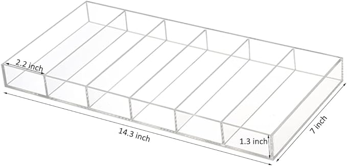 Premium Grade Acrylic Sunglasses Display Organizer, 6 Slot Clear Eyeglasses Storage Case Tray