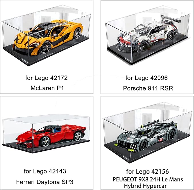 Acrylic Display Case for LEGO Car Models – Clear Showcase Box with Acrylic Base