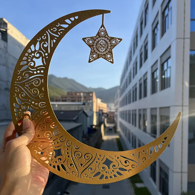 Ramadan Moon and Star | 2 pcs Acrylic Wall Decoration | Islamic Calligarphy