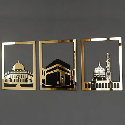 Masjid Al Aqsa, Masjid Al-Haram & Masjid An-Nabawi Islamic Wall Art | Acrylic Kaaba Wall Decor