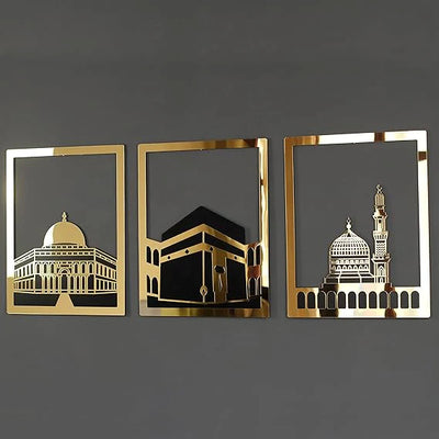Masjid Al Aqsa, Masjid Al-Haram & Masjid An-Nabawi Islamic Wall Art | Acrylic Kaaba Wall Decor