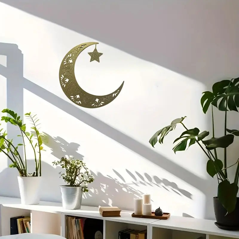 Ramadan Moon and Star | 2 pcs Acrylic Wall Decoration | Islamic Calligarphy