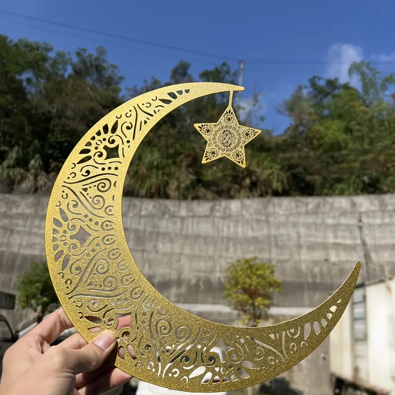 Ramadan Moon and Star | 2 pcs Acrylic Wall Decoration | Islamic Calligarphy