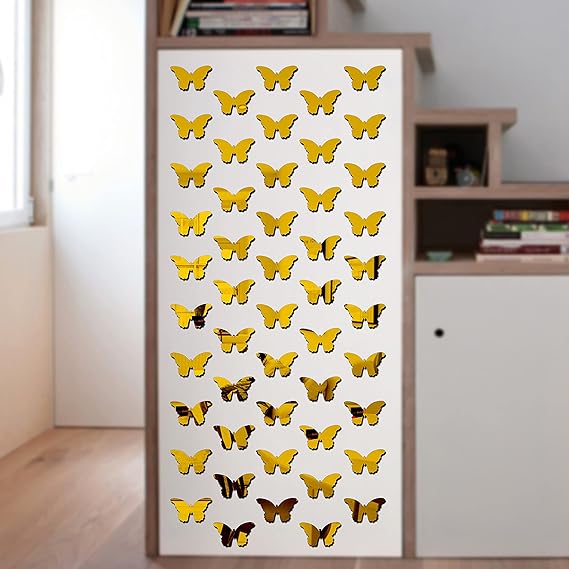 40 Butterfly Decorative 3D Acrylic Mirror for Wall