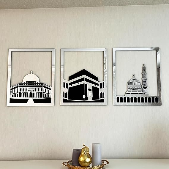 Masjid Al Aqsa, Masjid Al-Haram & Masjid An-Nabawi Islamic Wall Art | Acrylic Kaaba Wall Decor