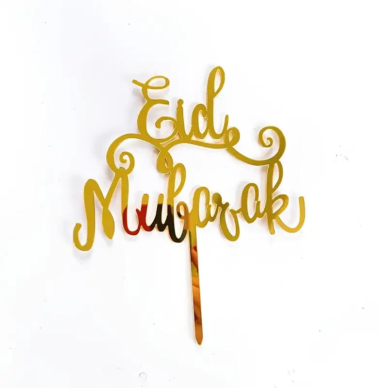 Eid Mubarak Cake Topper | set of 6 | Golden Acrylic | Eid Mubarak Cake Topper