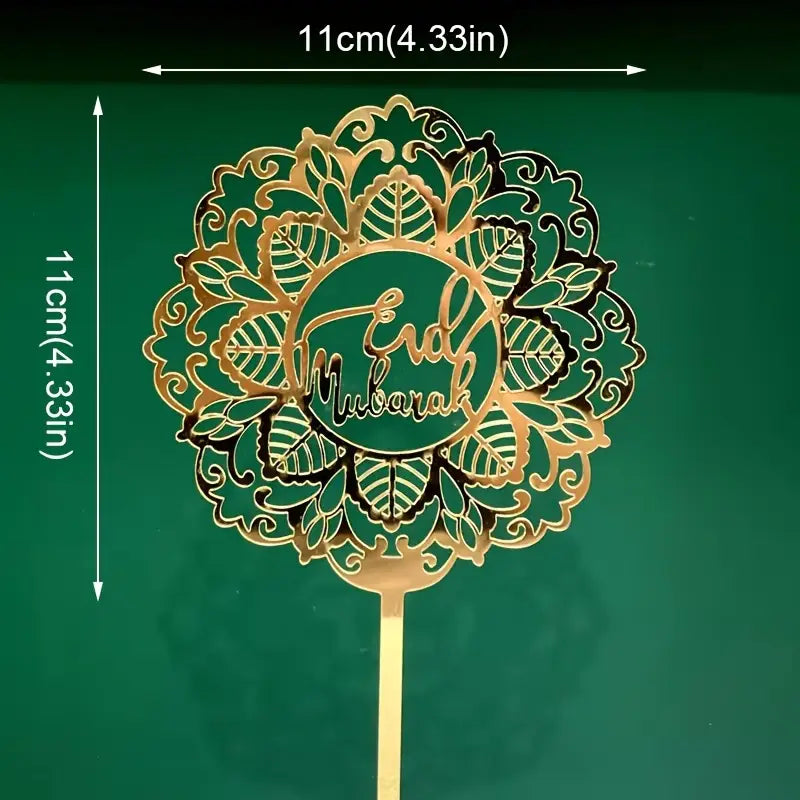 Eid Mubarak Cake Topper | set of 6 | Golden Acrylic | Eid Mubarak Cake Topper