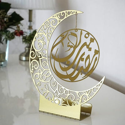 Ramadan Kareem Acrylic Crescent Decor | Moon Ramadan Decoration for Home | Eid Gifts | Black