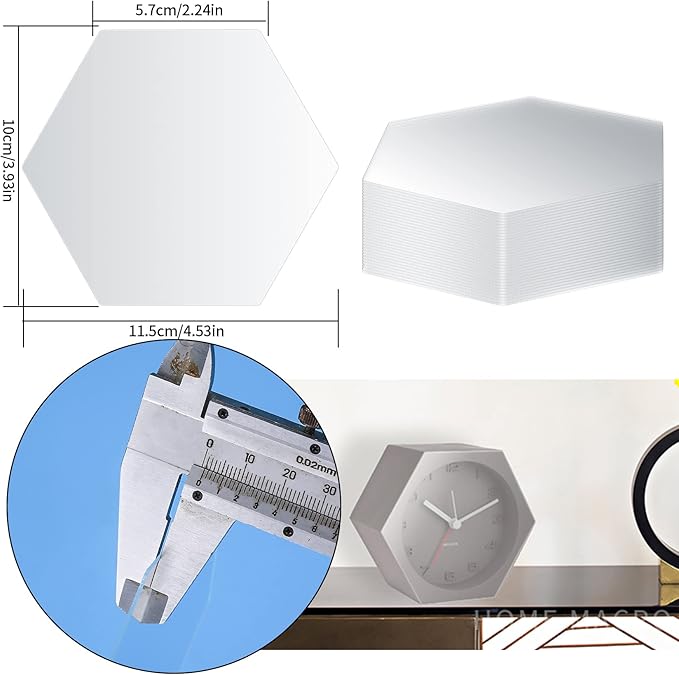 30 Pcs Clear Hexagon Acrylic Sheets – Transparent Acrylic Blanks for DIY Crafts, Painting, Place Cards, Signs & Display Stands