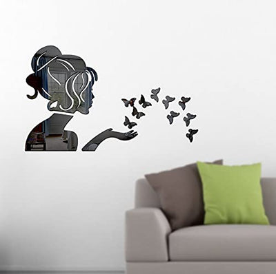 3D Acrylic Angel Fairy with Butterfly Decorative Mirror for Wall