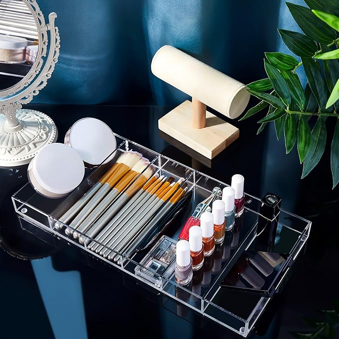 Acrylic Sunglass Organizer, 6 Slot Eye Glasses Storage Display Case Stackable Eyewear Drawer Organizer Tray