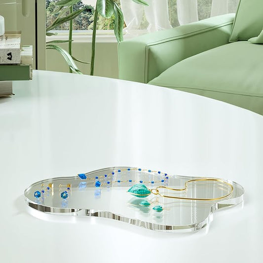 Clear Acrylic Coasters – Irregular Cloud Shape Drink & Coffee Cup Coasters for Tabletop Protection & Decorative Display Plates