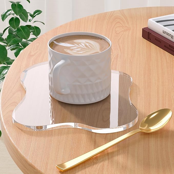 Clear Acrylic Coasters – Irregular Cloud Shape Drink & Coffee Cup Coasters for Tabletop Protection & Decorative Display Plates