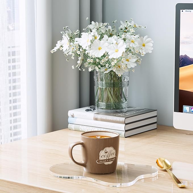 Clear Acrylic Coasters – Irregular Cloud Shape Drink & Coffee Cup Coasters for Tabletop Protection & Decorative Display Plates