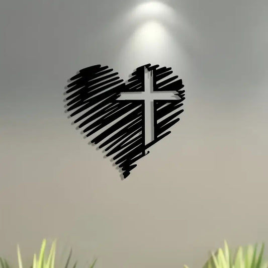 Heart With Jesus Cross - Christian Home Decal - Christmas Decoration