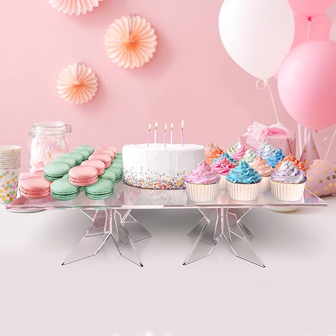 Acrylic Display Stand - Buffet Serving Tray Riser - Cupcakes, Pastries, Appetizers (Rectangle, 24" x 16")
