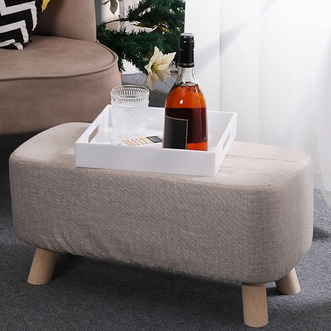 White Acrylic Large Ottoman Tray with Handles Spill Proof Serving Tray Rubber Boot Organizer Tray Decorative for Living Room Bedroom Kitchen Entryway Coffee Table Countertop