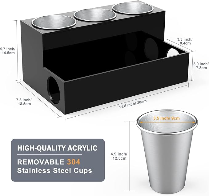 Hair Tool Organizer, Acrylic Holder for Blow Dryer/ Styling Tools/ Flat Irons/ Curling Irons/ Vanity Storage, Black Modern Countertop Stand for Accessories, Home, Kitchen, Bathroom