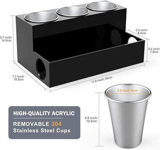 Hair Tool Organizer, Acrylic Holder for Blow Dryer/ Styling Tools/ Flat Irons/ Curling Irons/ Vanity Storage, Black Modern Countertop Stand for Accessories, Home, Kitchen, Bathroom