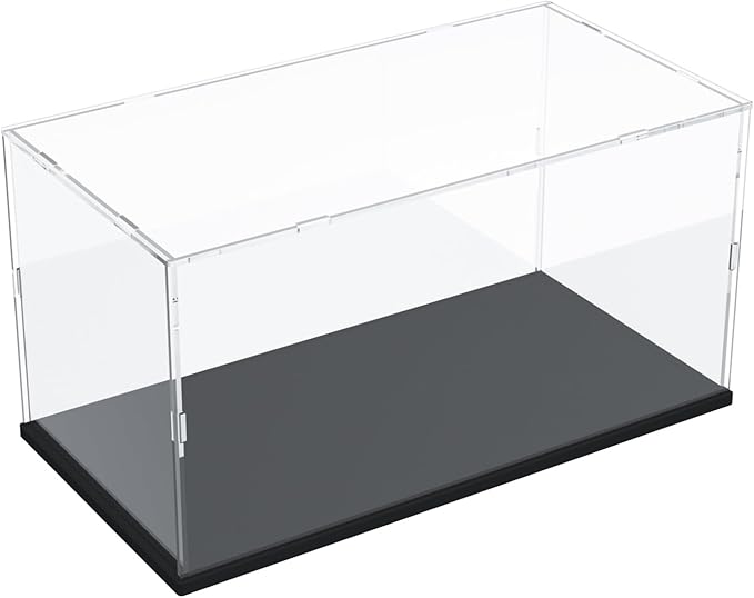 Acrylic Display Case with Black Base for Lego | Clear Acrylic Display Box for Collectibles Dustproof Protection Showcase (Black, 40x20x20 cm / 15.7x7.9x7.9 inch)