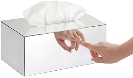 JackCubeDesign Acrylic Mirror Tissue Box Holder – Rectangle Storage Case & Napkin Organizer