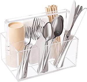 Space Organizers Plastic Acrylic Utensil Holder Silverware Caddy For Picnic Party